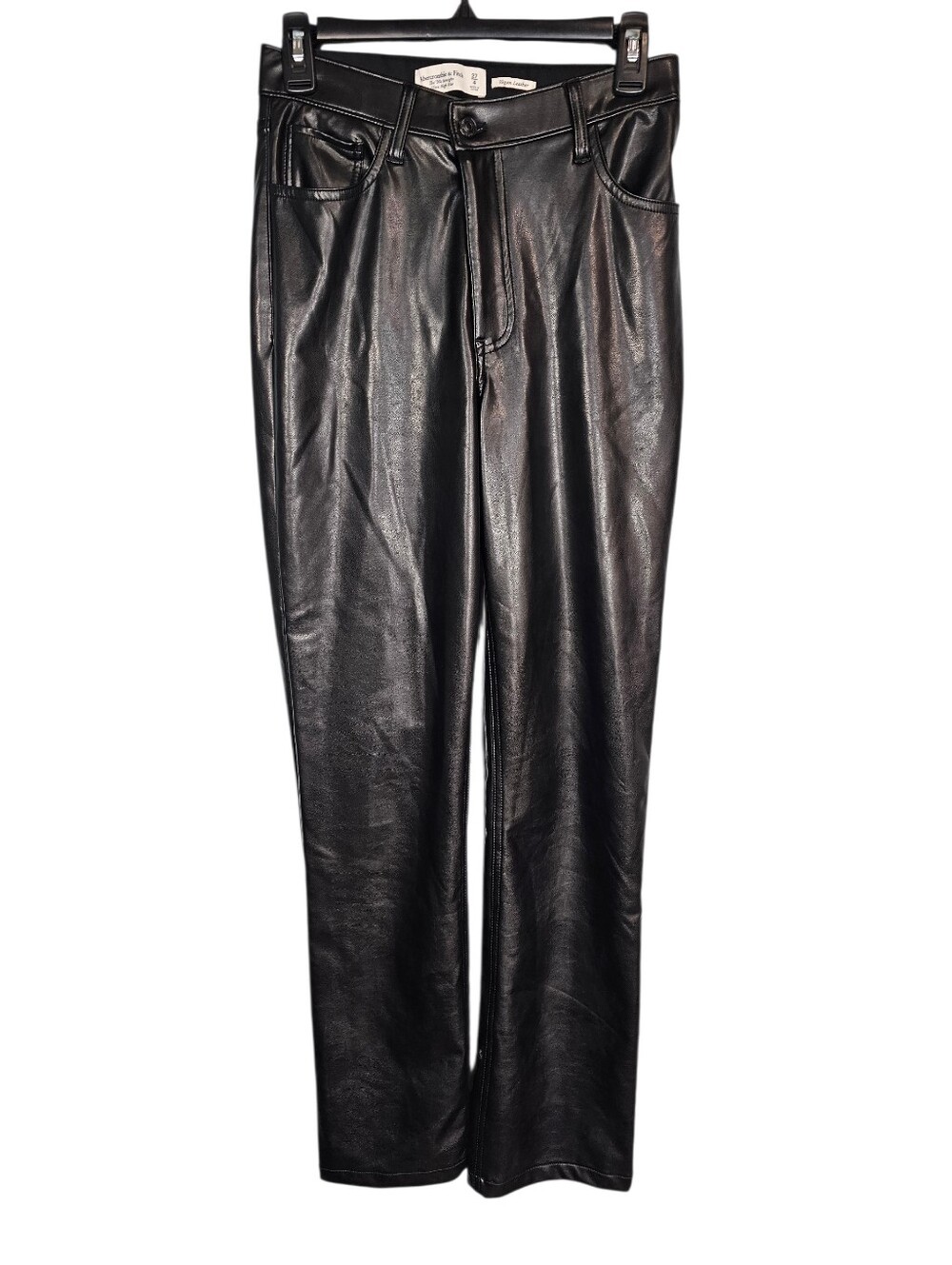 Abercrombie & Fitch Vegan Leather 90s Straight Ultra High Rise Pants Wm Size 4